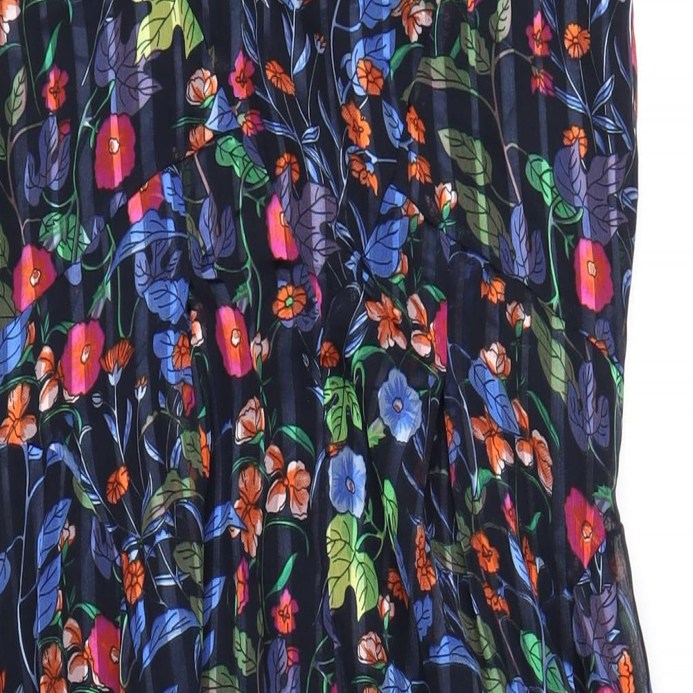Marks & Spencer Womens Multicoloured Geometric Polyester A-Line Size 10 V-Neck Pullover