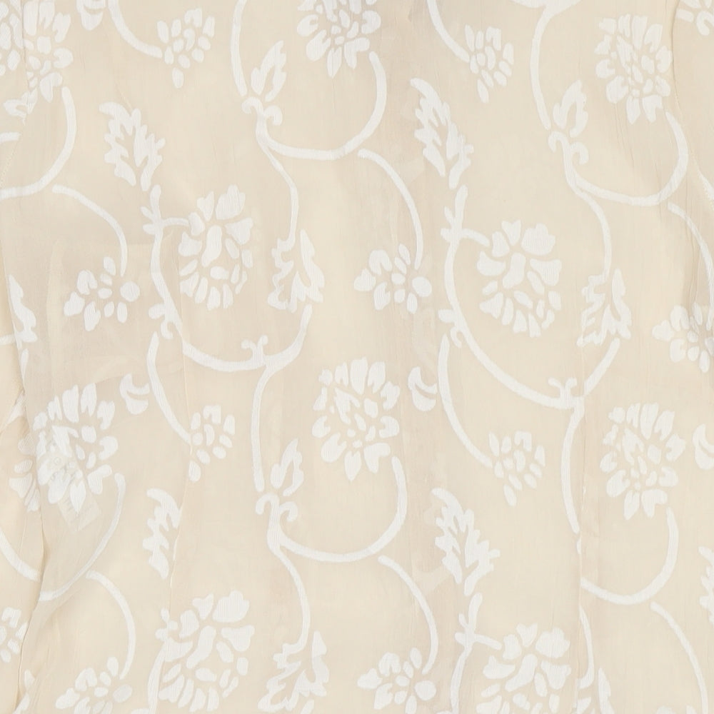 NEXT Womens Beige Floral Polyester Tunic Button-Up Size 14 Roll Neck