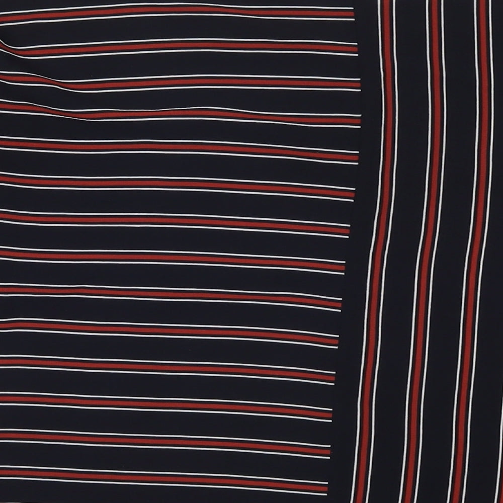 Marks & Spencer Womens Blue Striped Polyester Basic T-Shirt Size 10 Round Neck