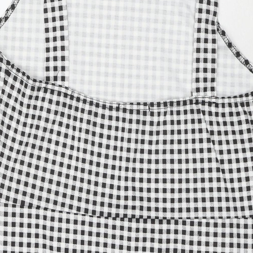 Select Womens Black Check Polyester Tank Dress Size 18 Square Neck Pullover