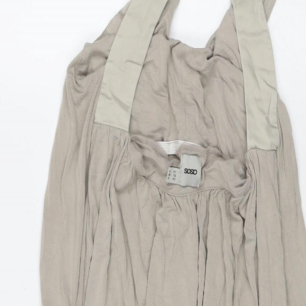 ASOS Womens Beige Viscose Tank Dress Size 8 Round Neck Pullover