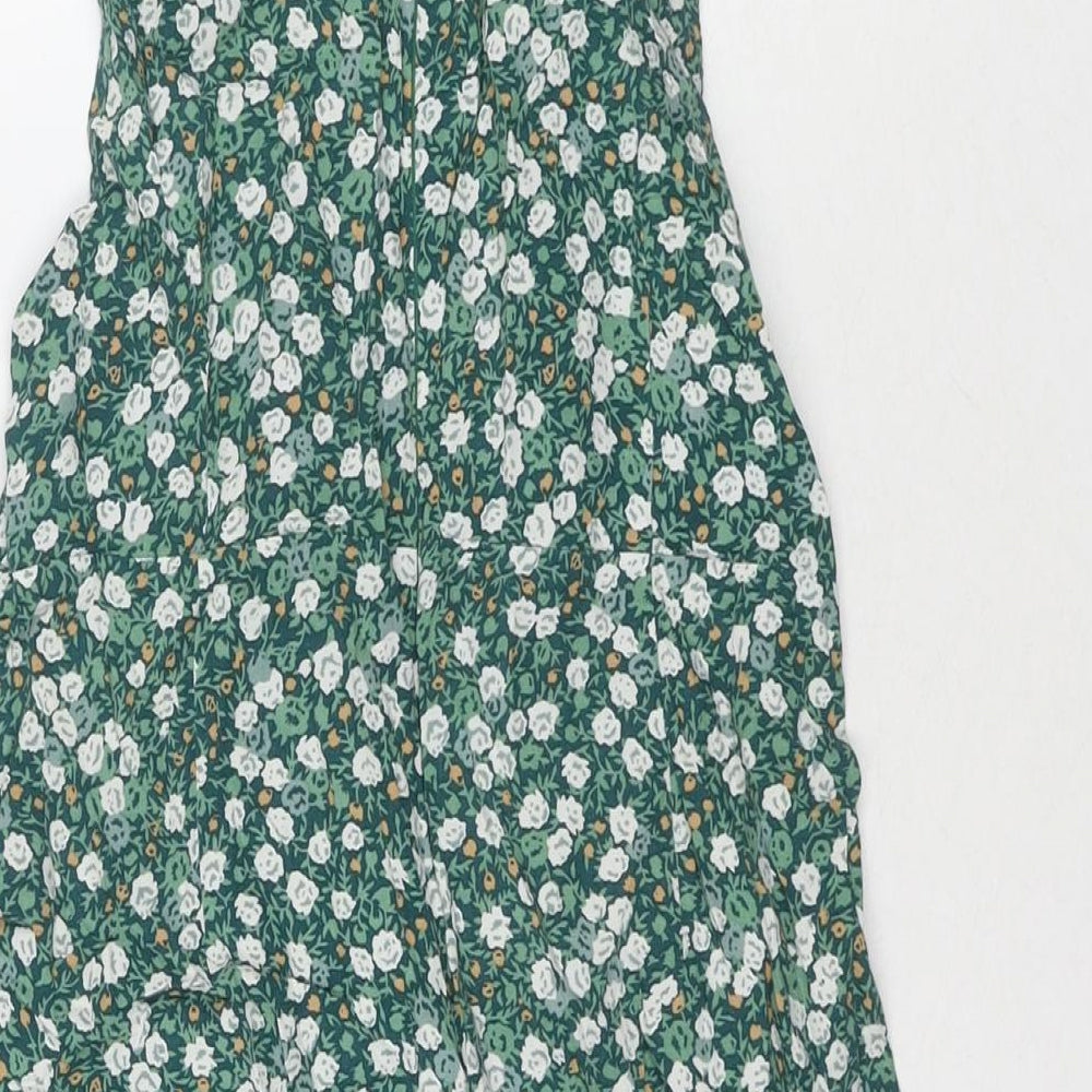 Motel Womens Green Floral Viscose Basic Tank Size S V-Neck