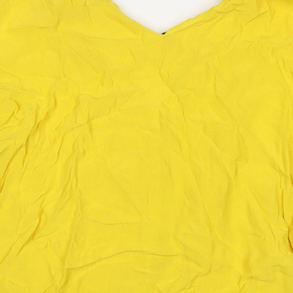 River Island Womens Yellow Viscose Tunic Button-Up Size 10 V-Neck