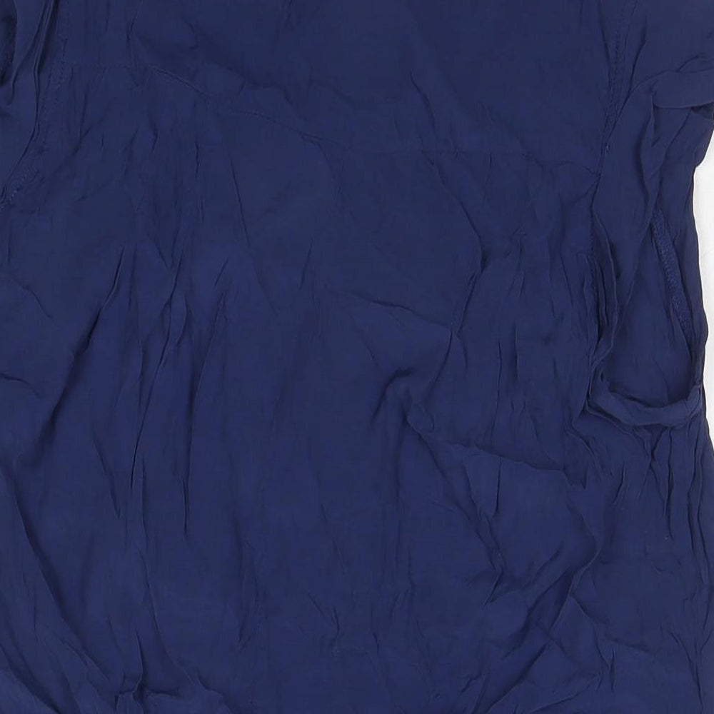 Topshop Womens Blue Viscose Basic T-Shirt Size 10 V-Neck