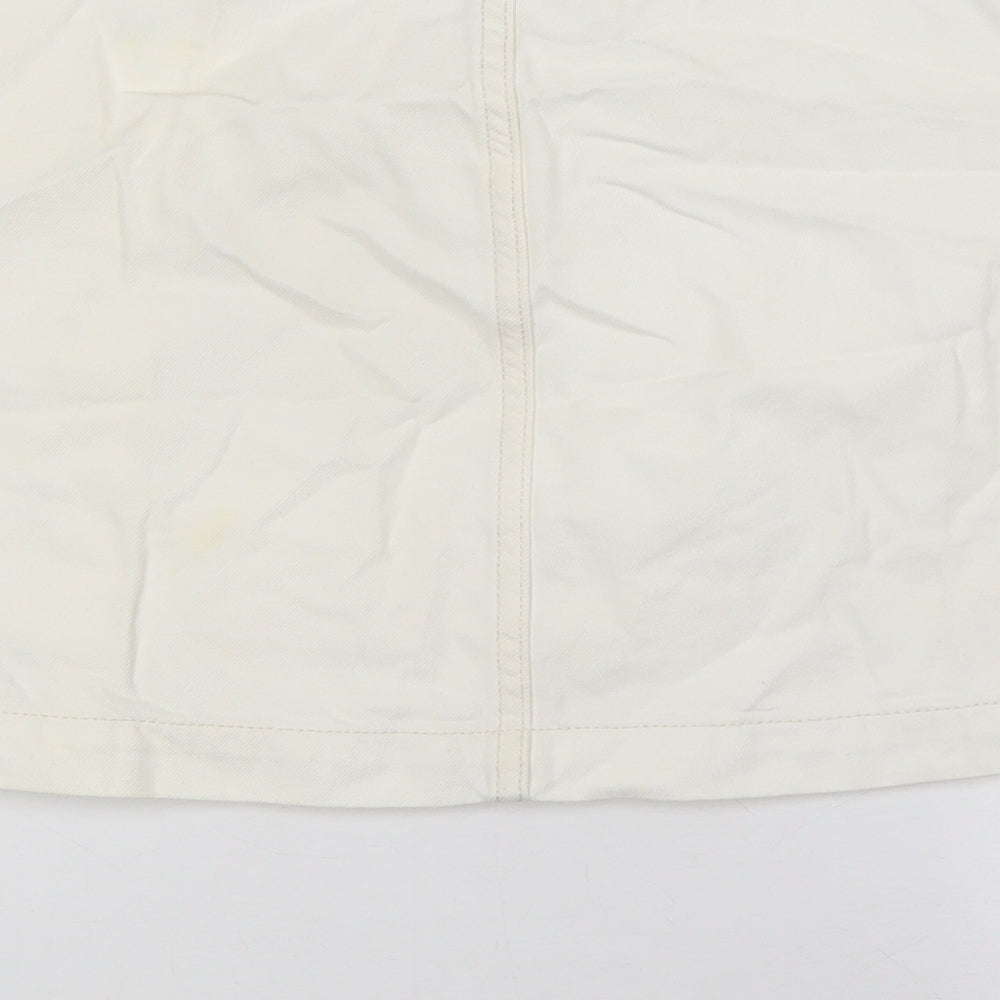 Topshop Womens Ivory Cotton A-Line Skirt Size 26 Button