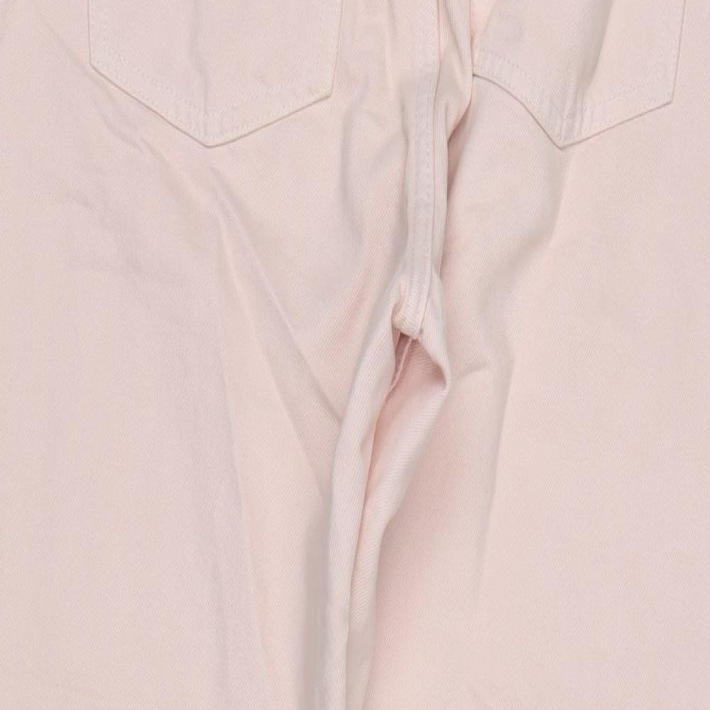 H&M Womens Pink Cotton Wide-Leg Jeans Size 10 L31 in Regular Zip