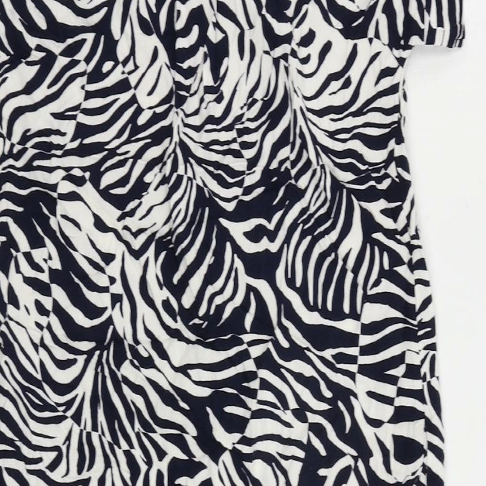 Marks & Spencer Womens Blue Animal Print Viscose Shirt Dress Size 6 Collared Pullover