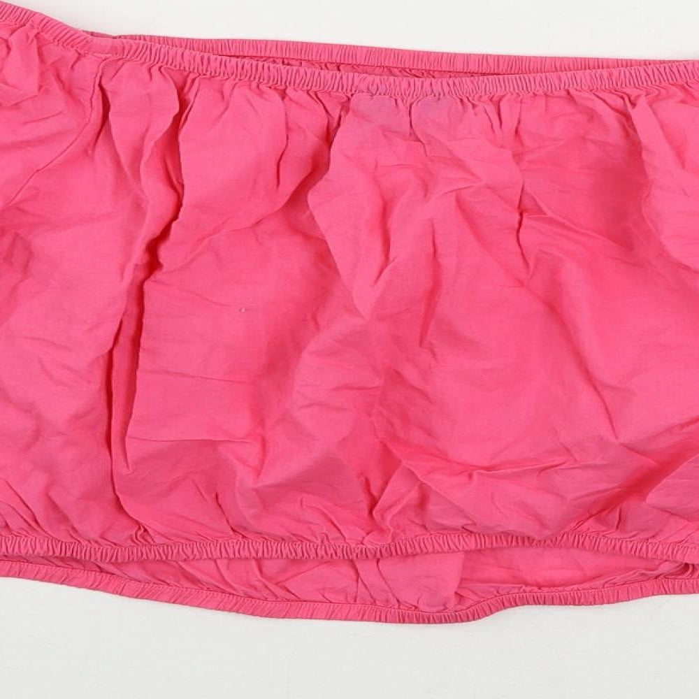 Marks & Spencer Womens Pink Cotton Cropped Blouse Size 18 Off the Shoulder - Embroidered