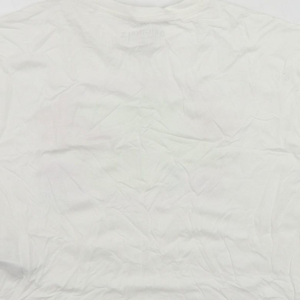 Marks & Spencer Girls White Cotton Pullover T-Shirt Size 10-11 Years Crew Neck Pullover - Vacay