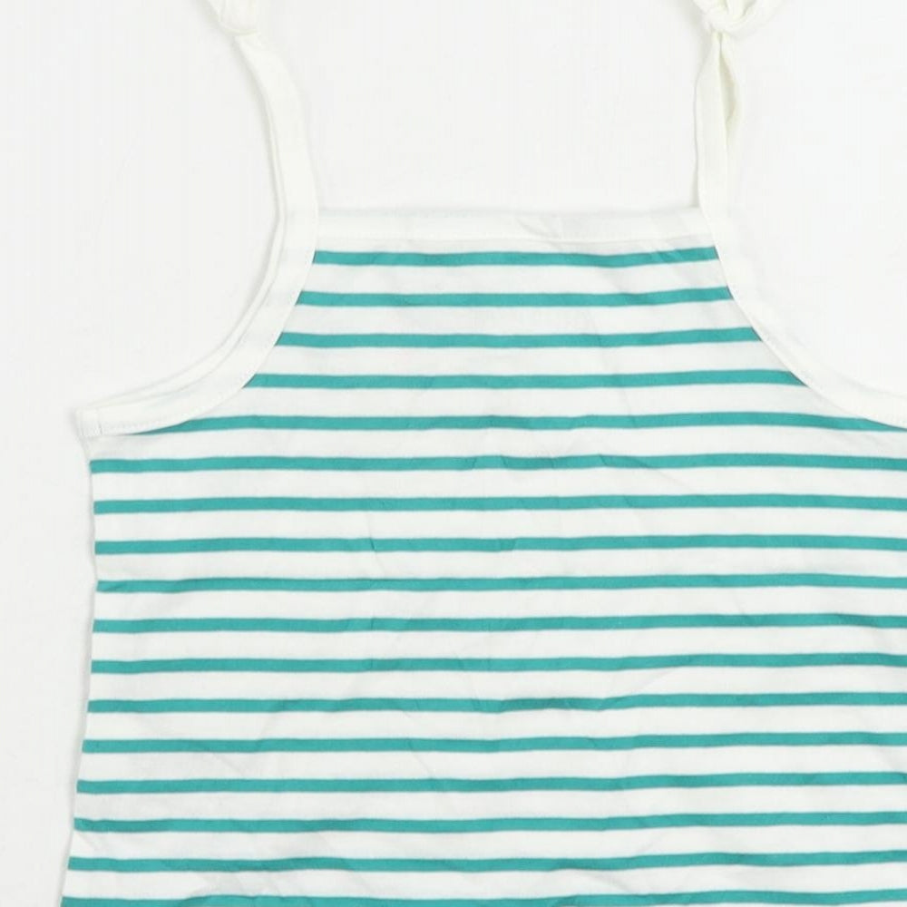 Marks & Spencer Girls Green Cotton Camisole Tank Size 3-4 Years Square Neck Pullover