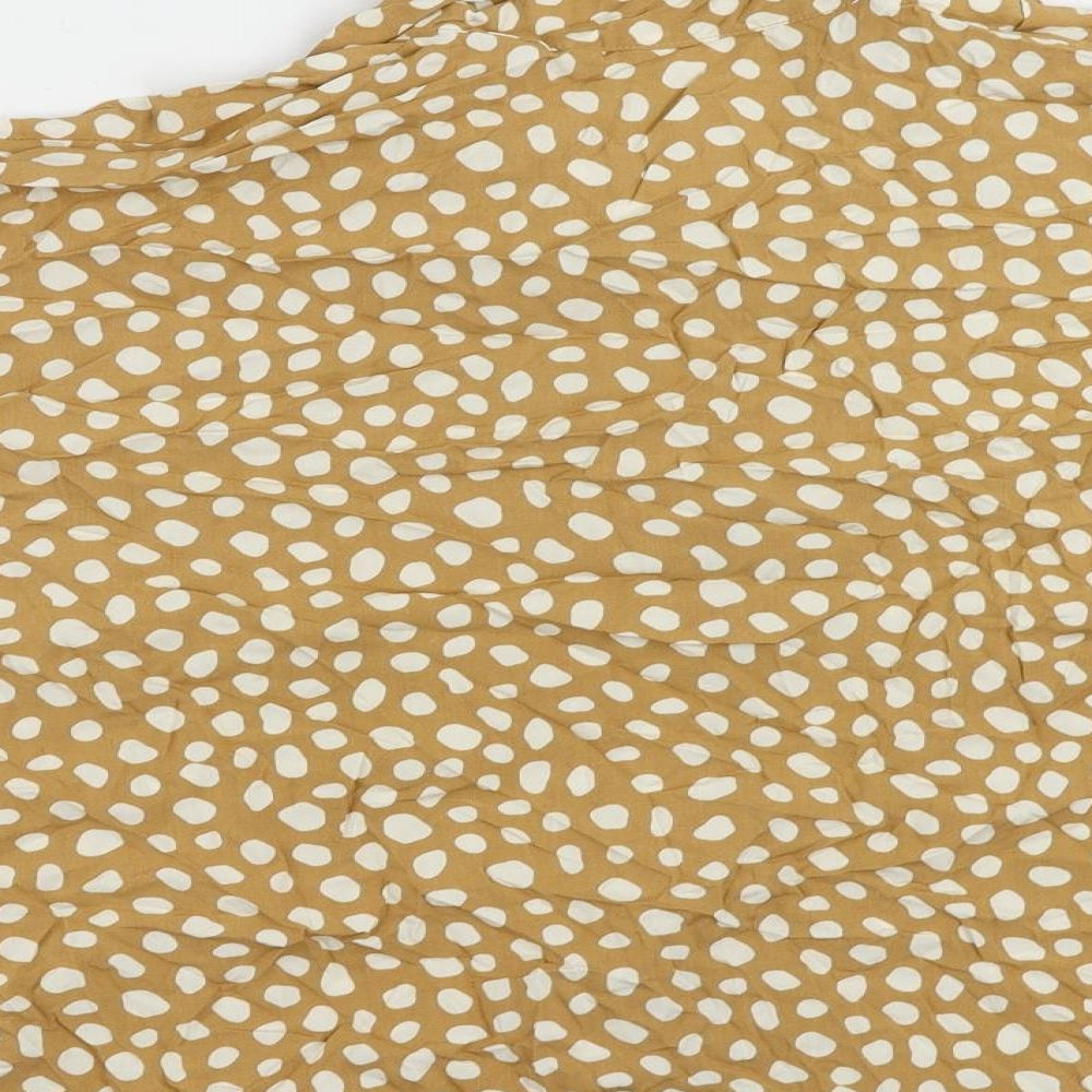 Lindex Womens Brown Animal Print Viscose Basic Button-Up Size M Collared
