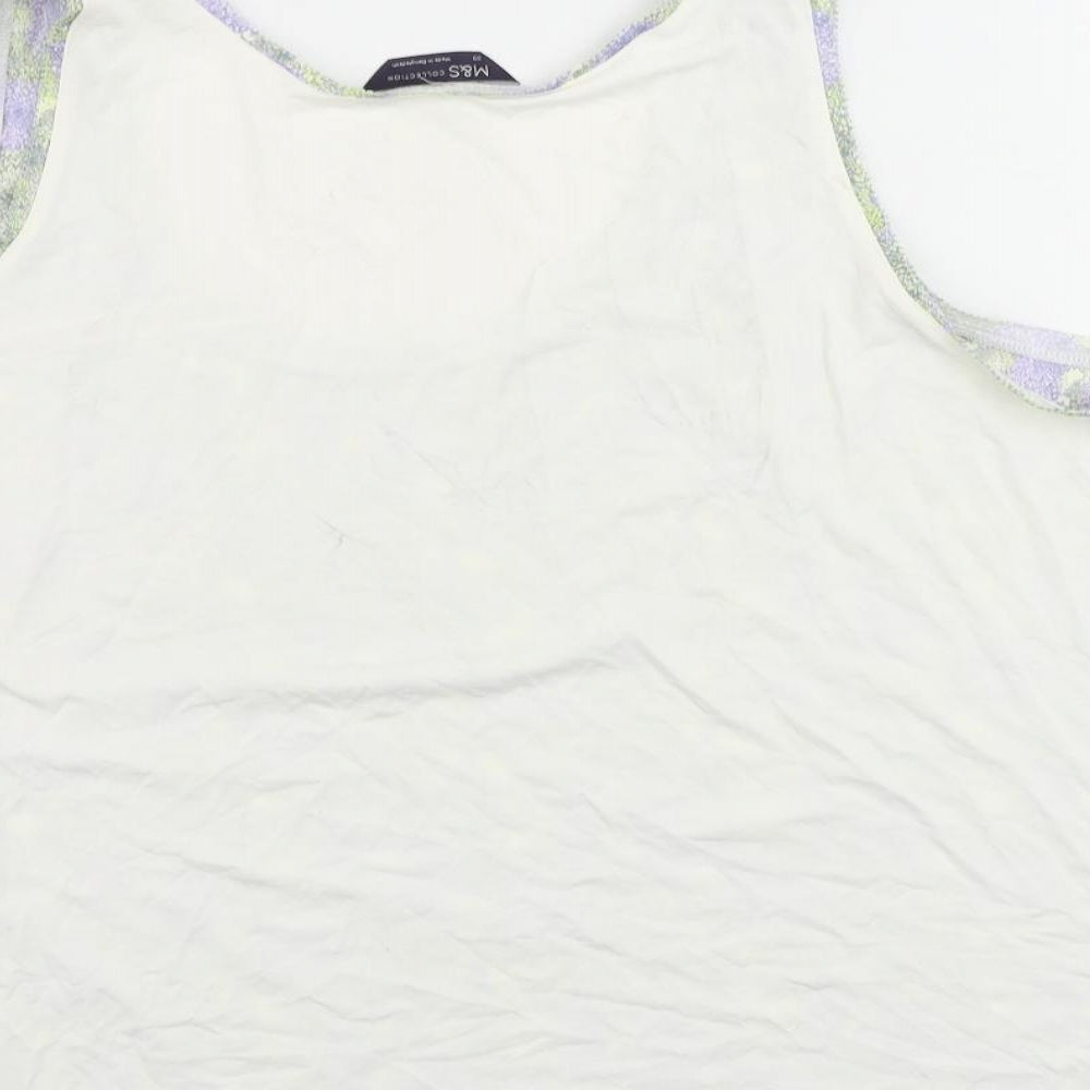 Marks & Spencer Womens Purple Geometric Polyester Basic Tank Size 20 Scoop Neck