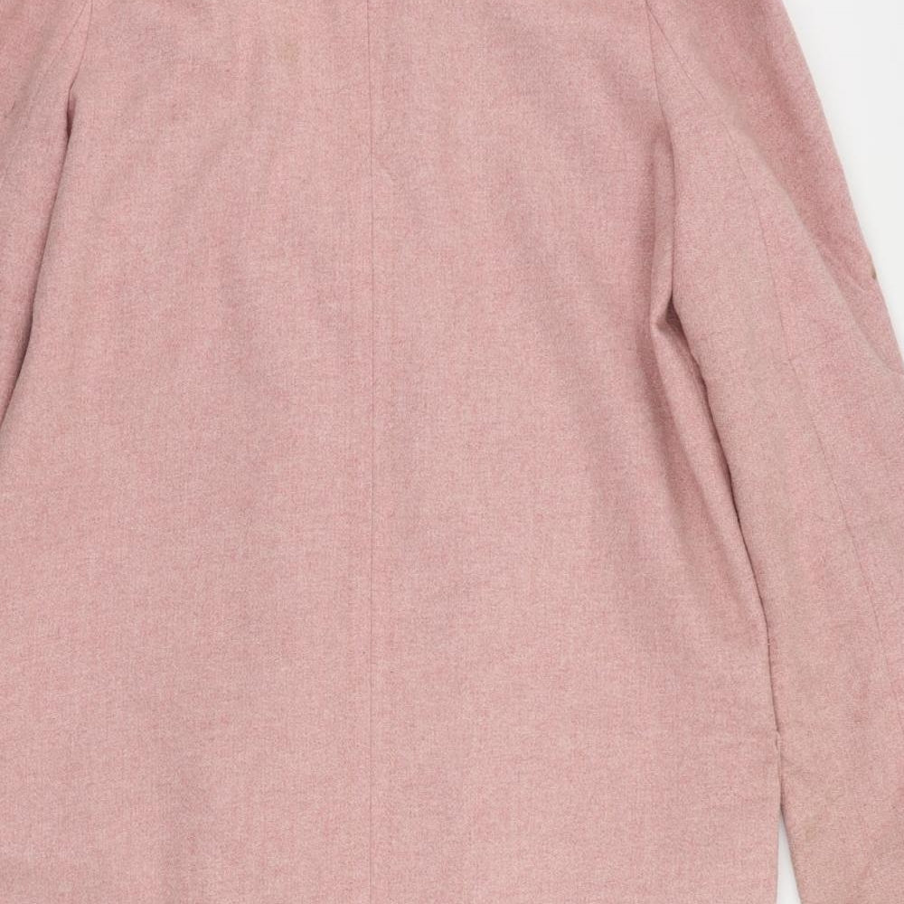 ASOS Womens Pink Pea Coat Coat Size 10 Button - Faux Fur Collar