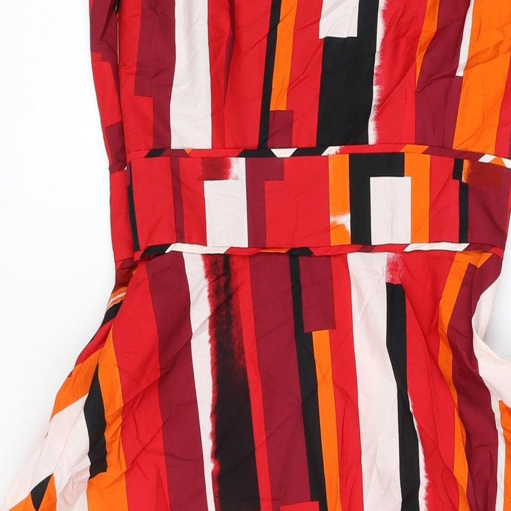 Principles Womens Multicoloured Geometric Polyester A-Line Size 8 V-Neck Zip