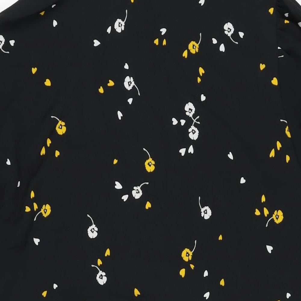 ASOS Womens Black Floral Polyester Shift Size 18 Round Neck Button