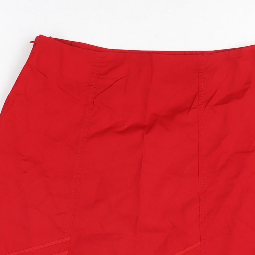 MK One Womens Red Cotton Swing Skirt Size 10 Zip