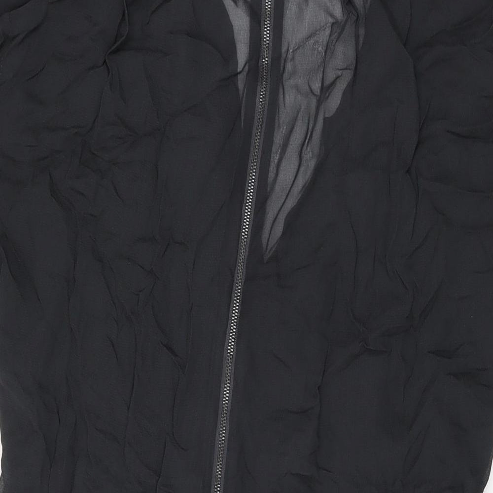 Wrap Womens Black Viscose A-Line Size 12 V-Neck Zip