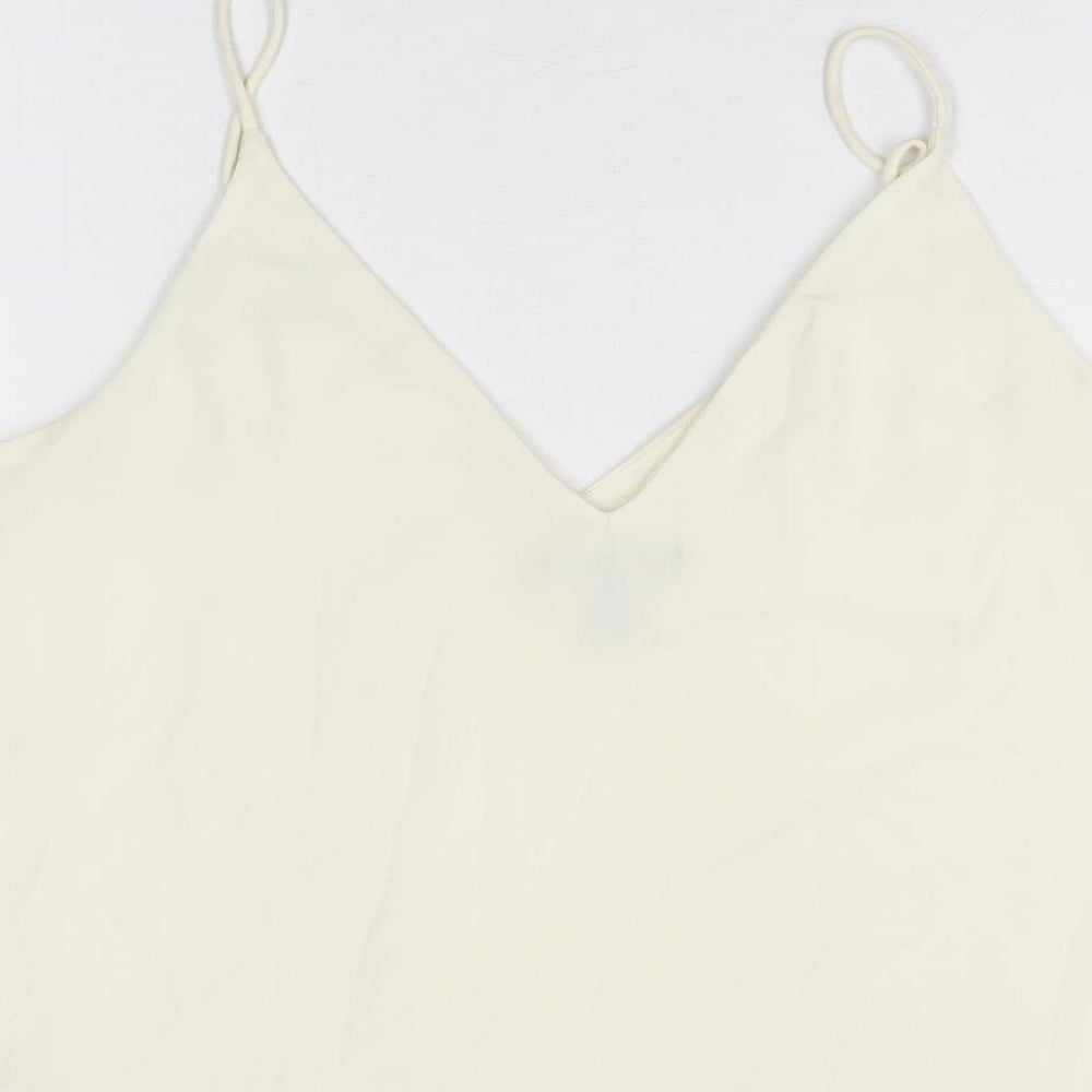 H&M Womens Ivory Polyester Camisole T-Shirt Size 8 V-Neck