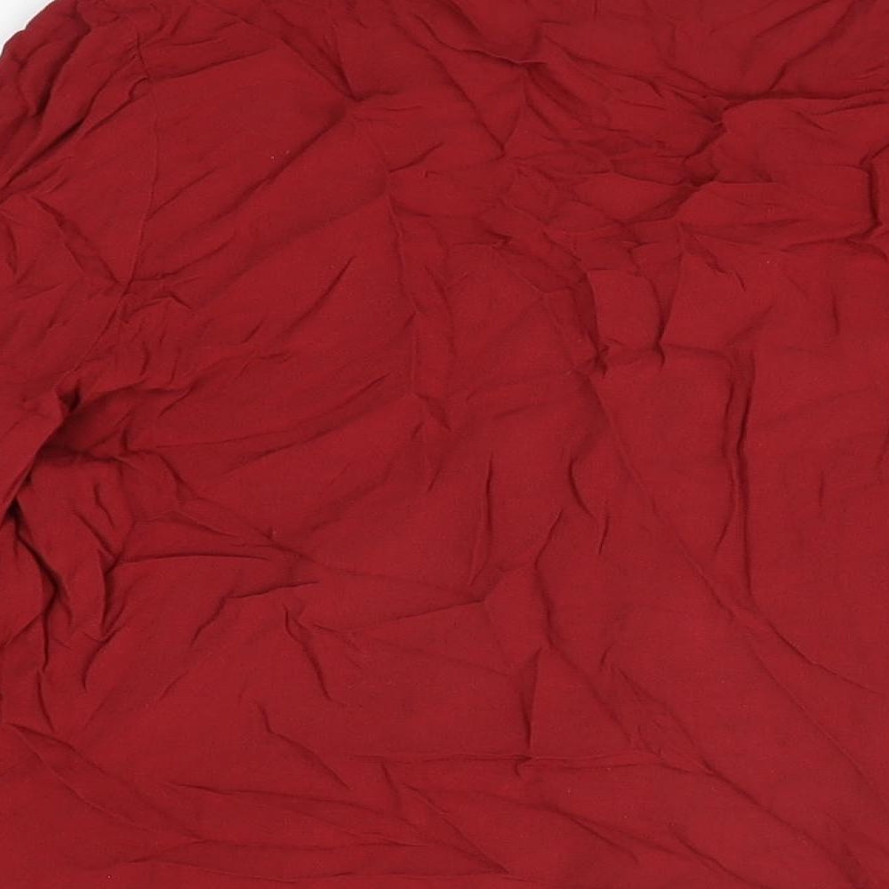 Marks & Spencer Womens Red Viscose Basic Button-Up Size 10 V-Neck