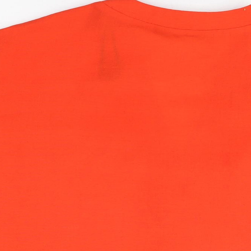 New Look Womens Red Polyester Basic Button-Up Size 10 V-Neck