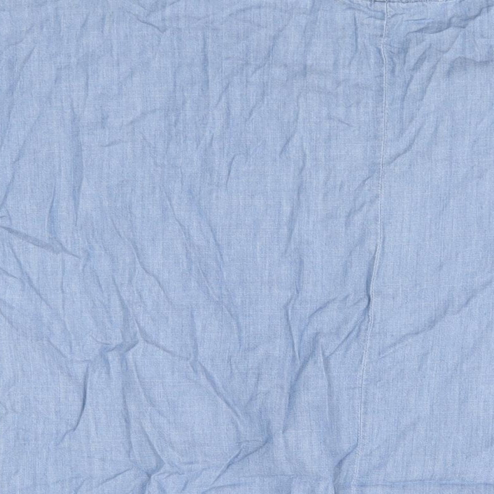 Zara Womens Blue Cotton Shift Size S V-Neck Pullover