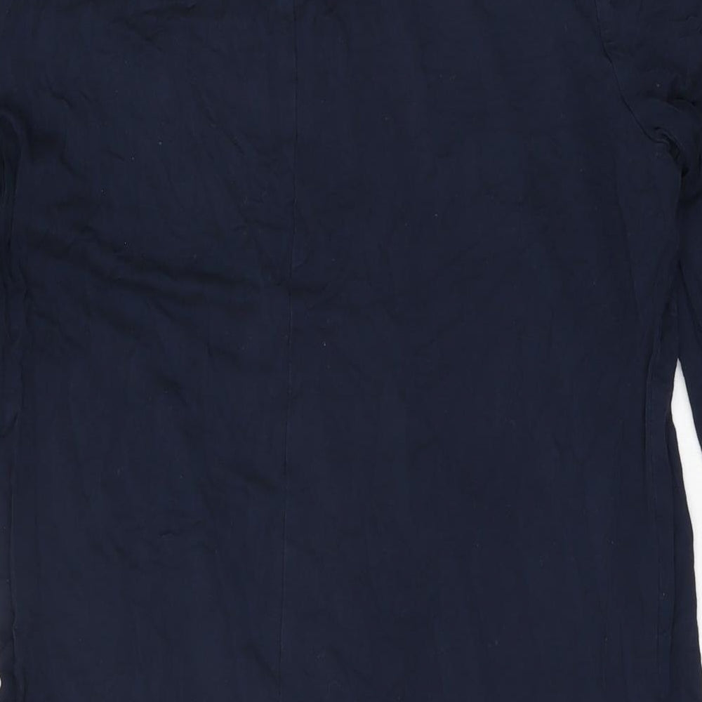 Marks & Spencer Womens Blue Viscose Shift Size 12 High Neck Button