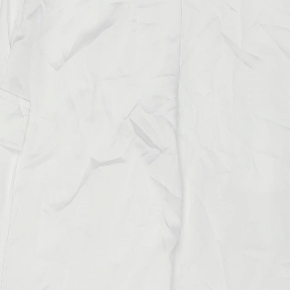 COLLUSION Womens White Polyester Cargo Trousers Size 6 L27 in Regular Zip