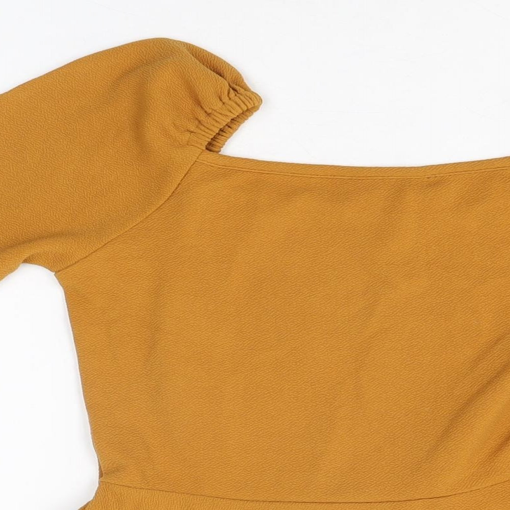 Zuvino Womens Yellow Polyester Basic T-Shirt Size M Square Neck
