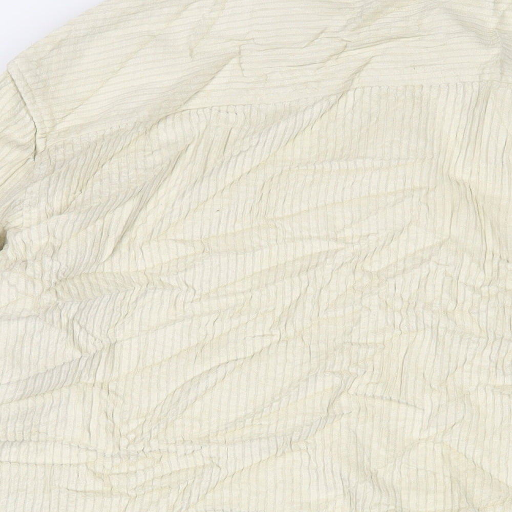 Zara Mens Ivory Cotton Button-Up Size M Collared Button