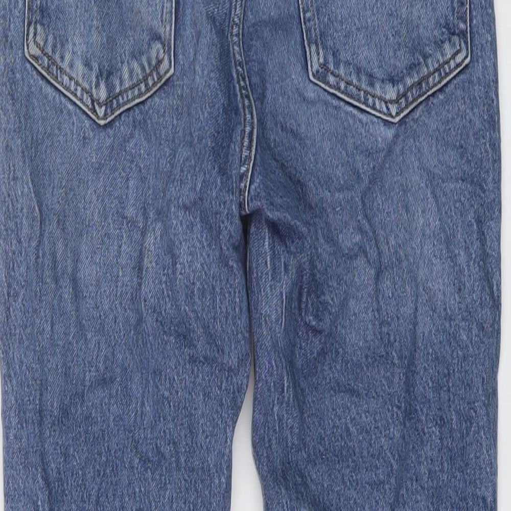 H&M Womens Blue Cotton Straight Jeans Size 4 L27 in Slim Button