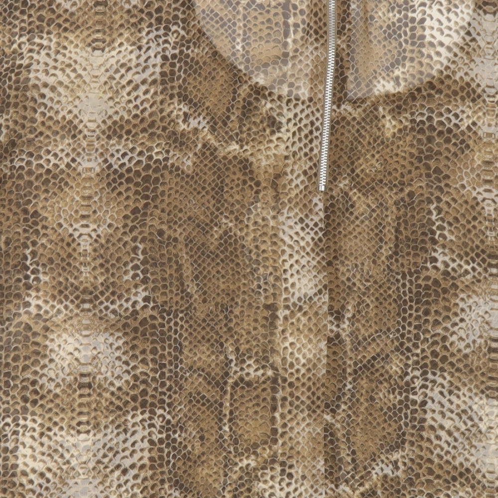 Wallis Womens Brown Animal Print Polyester Basic T-Shirt Size M Round Neck