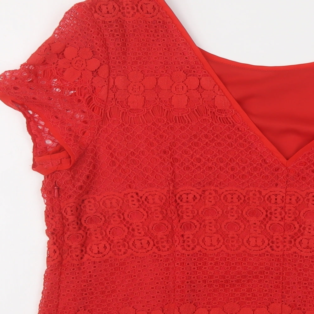 Kaliko Womens Red Polyester Basic T-Shirt Size 14 Round Neck