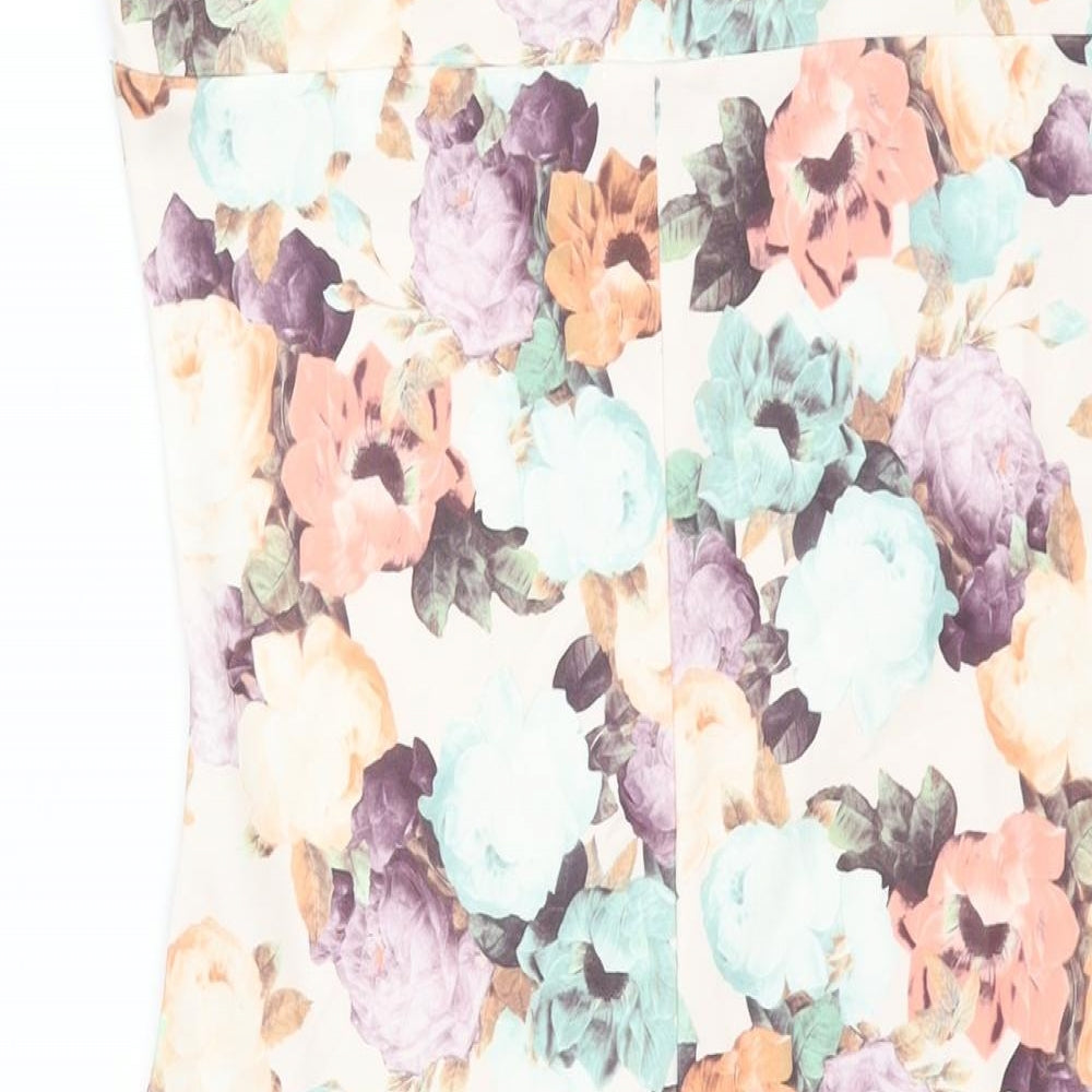 PRETTYLITTLETHING Womens Multicoloured Floral Polyester Bodycon Size 12 Square Neck Pullover - Vented