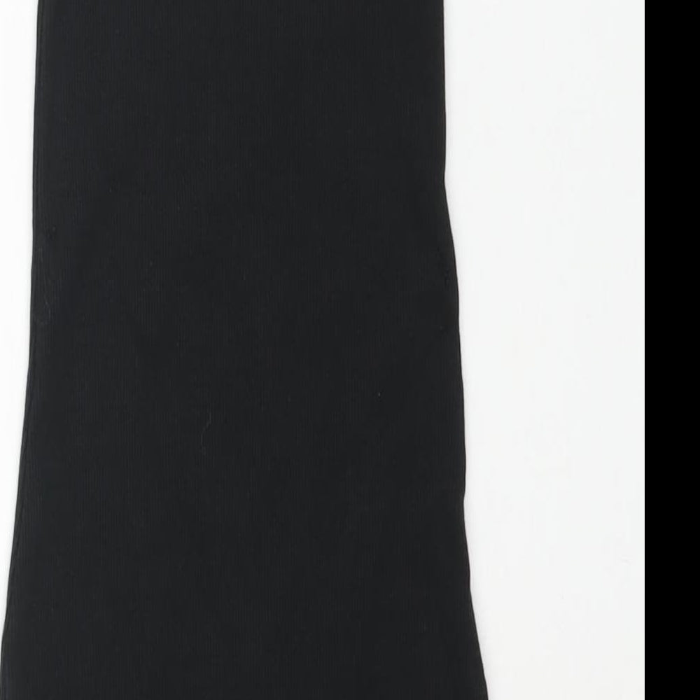 Zara Womens Black Cotton Mini Size S Square Neck Pullover - Ribbed
