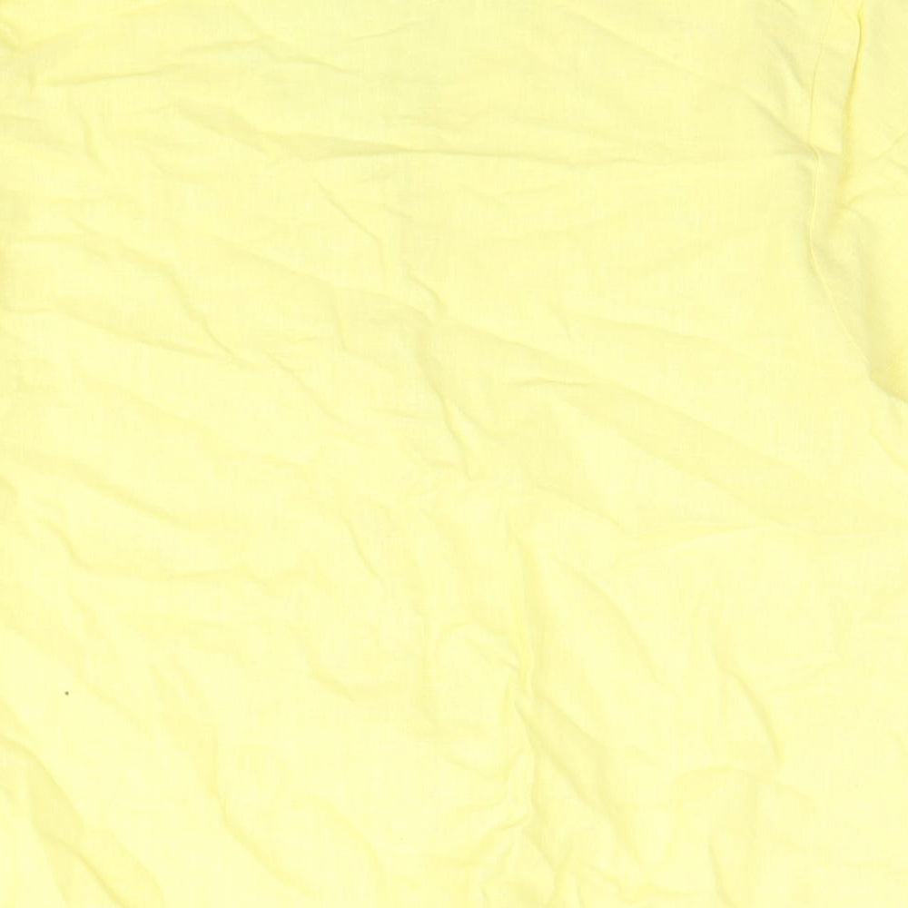 Cotton Traders Womens Yellow Cotton Basic Button-Up Size 14 V-Neck - Tie Detail