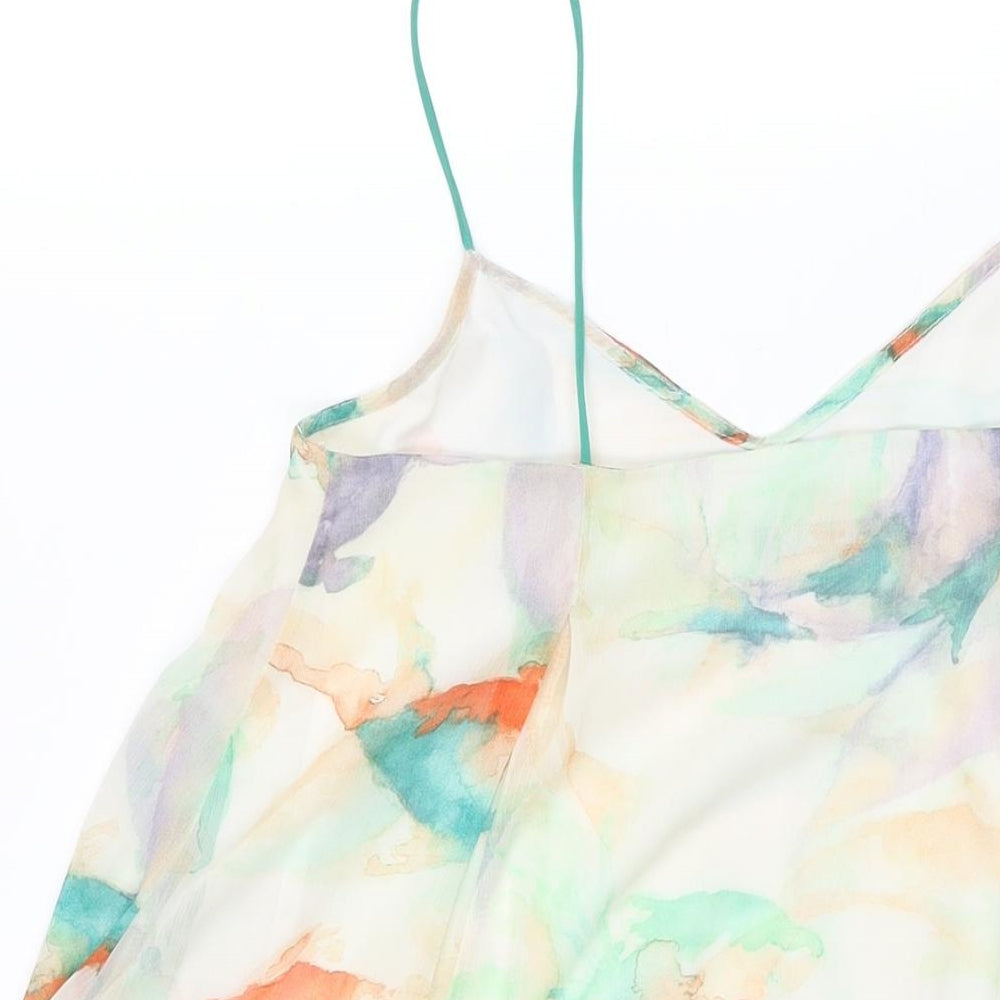 Zara Womens Multicoloured Geometric Polyester A-Line Size M Scoop Neck Pullover