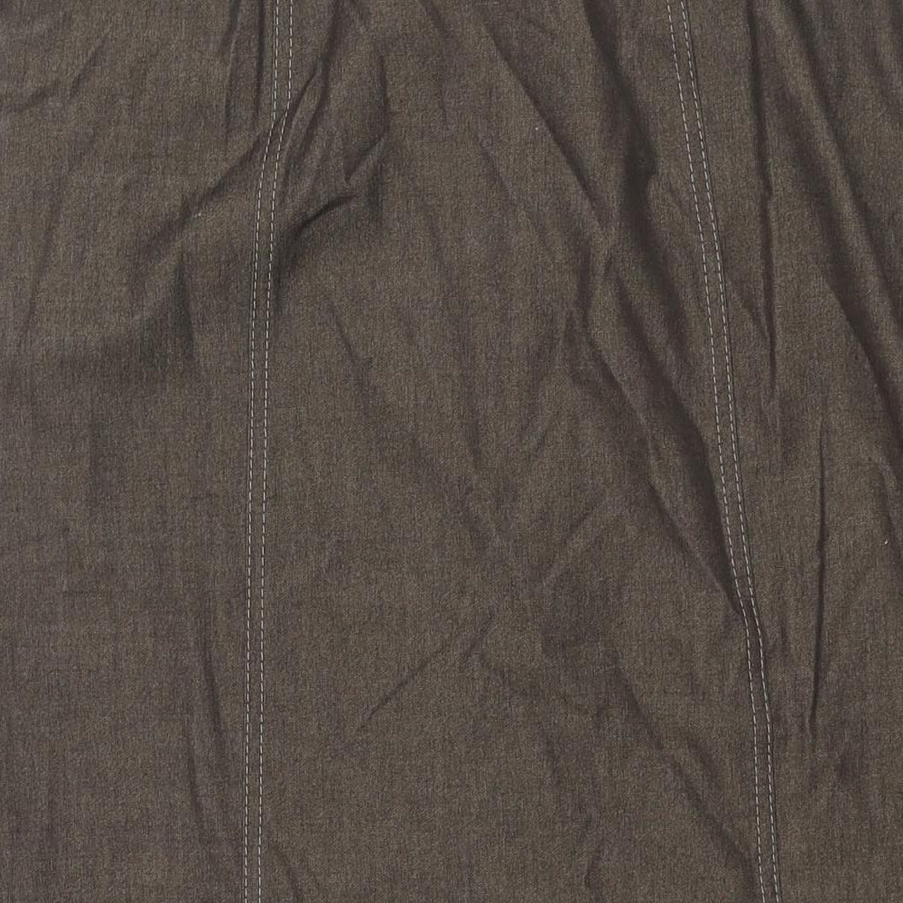 St Michael Womens Brown Polyester A-Line Skirt Size 16 Zip