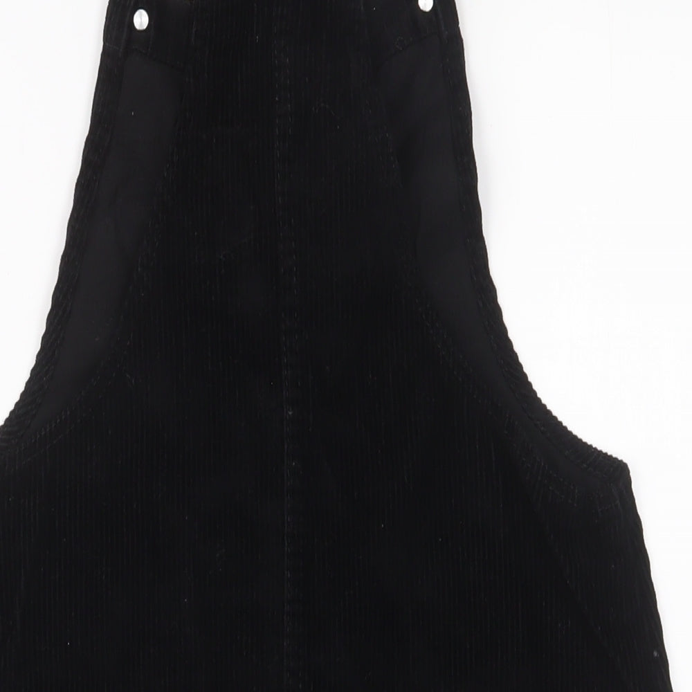Denim & Co. Womens Blue Cotton Pinafore/Dungaree Dress Size 12 Square Neck Button