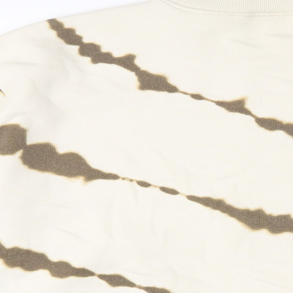 Zara Womens Beige Geometric Cotton Pullover Sweatshirt Size S Pullover