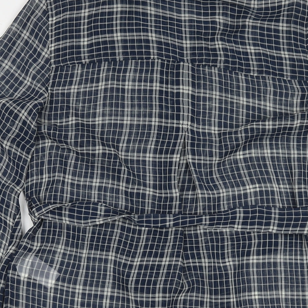 NEXT Womens Blue Check Polyester Tunic Button-Up Size 8 Collared