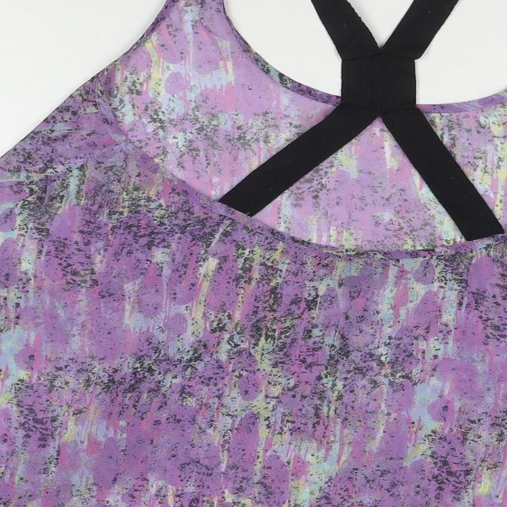Topshop Womens Purple Geometric Polyester Basic Tank Size 10 Scoop Neck