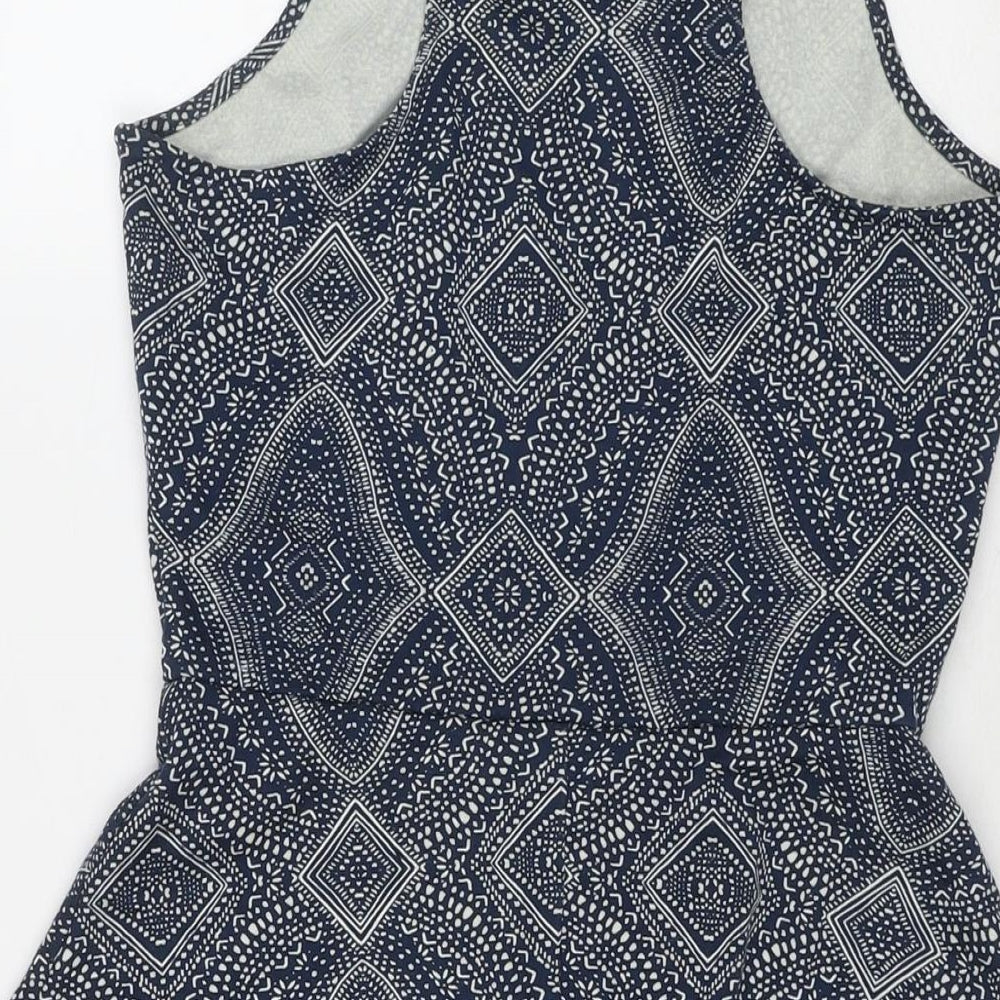 H&M Womens Blue Polyester Fit & Flare Size S Round Neck Pullover