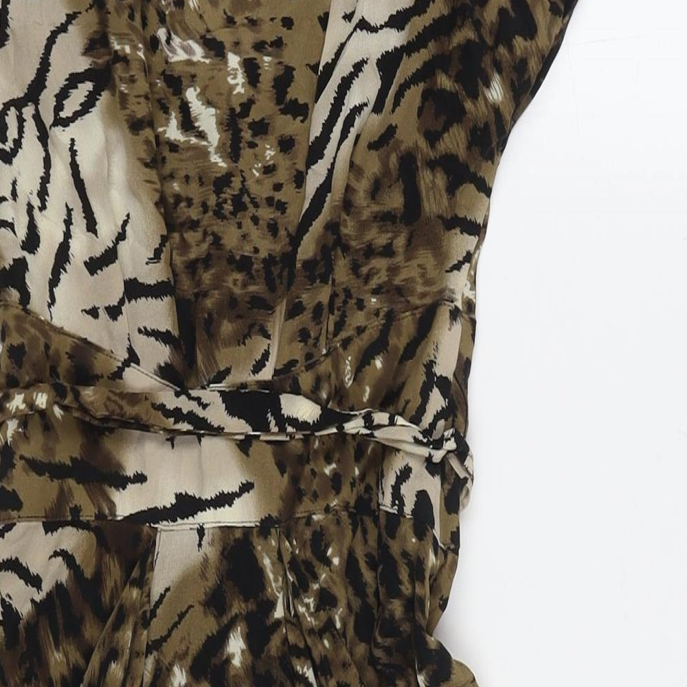 Warehouse Womens Multicoloured Animal Print Polyester A-Line Size 10 V-Neck Zip
