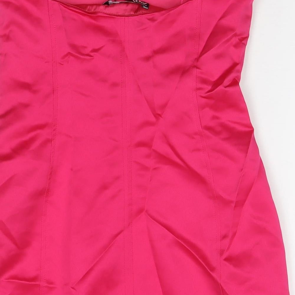 Zara Womens Pink Polyester Mini Size S Square Neck Zip - Strapless