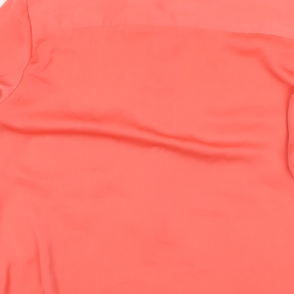 H&M Womens Pink Polyester Basic Button-Up Size 10 Round Neck