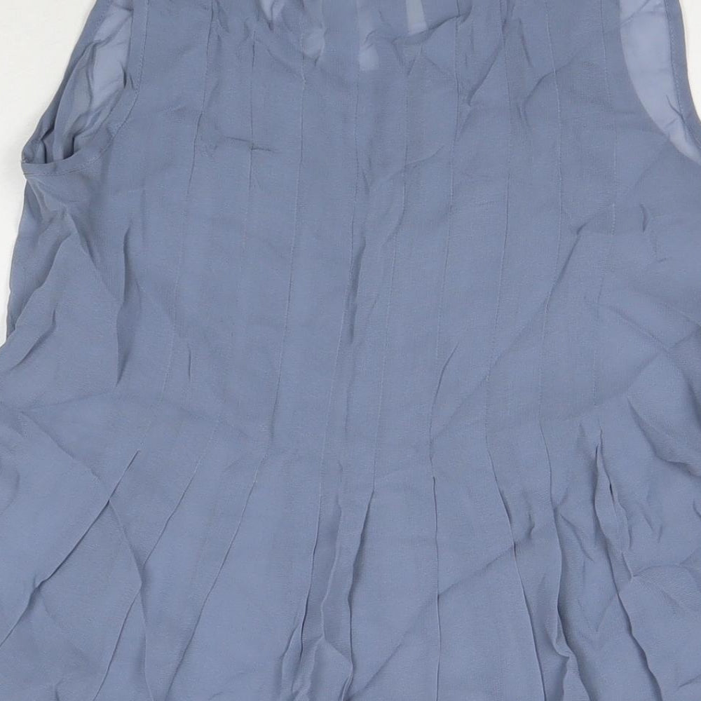 Monsoon Womens Blue Polyester Basic Blouse Size 8 Round Neck - Beaded Detail
