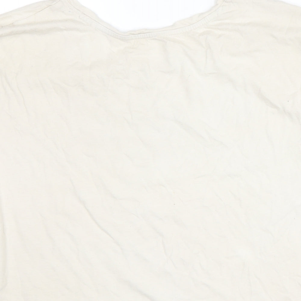 Marks & Spencer Womens Ivory Cotton Basic T-Shirt Size L Crew Neck