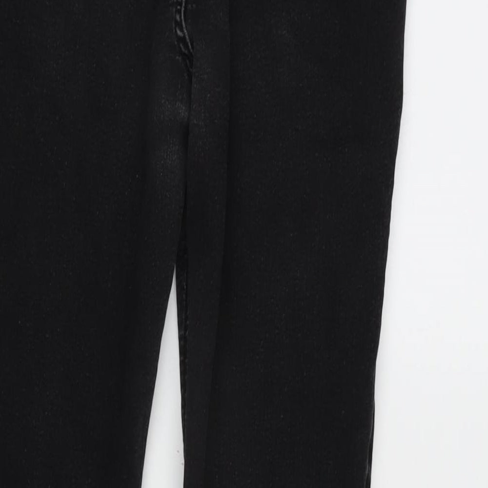 Marks & Spencer Womens Grey Cotton Blend Tapered Jeans Size 14 L27 in Regular Zip