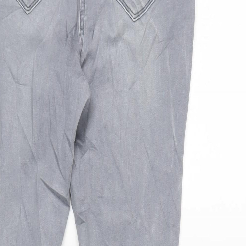 Next Womens Grey Cotton Blend Tapered Jeans Size 12 L25 in Regular Zip