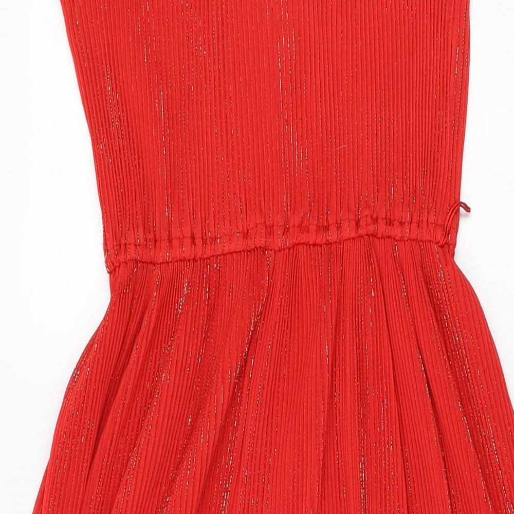 Richard Shops Womens Red Polyester Maxi Size 10 Scoop Neck Tie